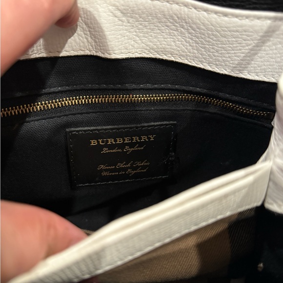 Camberley Derby Small Leather Tote Bag, White/Black - Picture 8 of 14